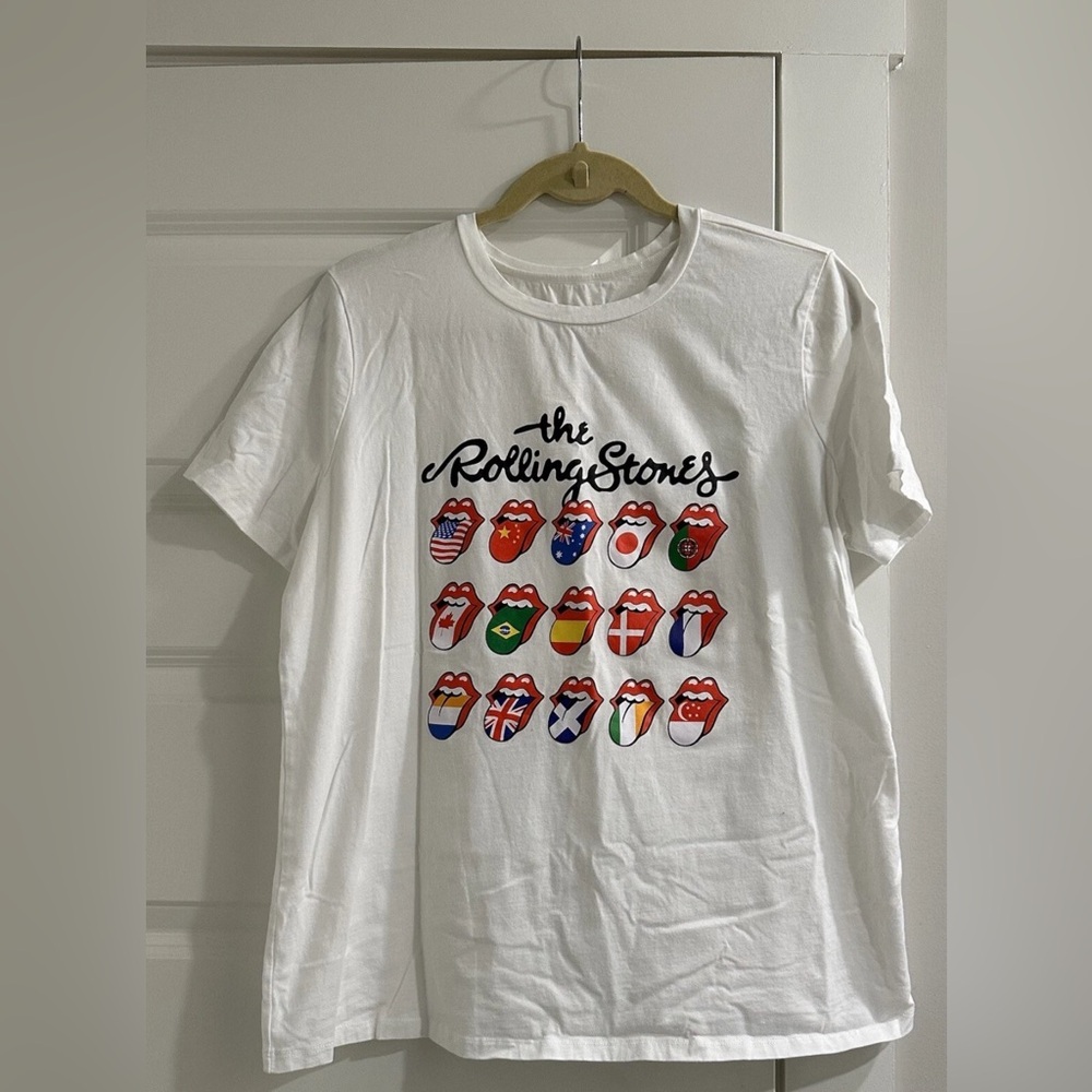 The Rolling Stones Stacked Tongue & Lips Logo Forever 21 Graphic T Shirt Sz 0X